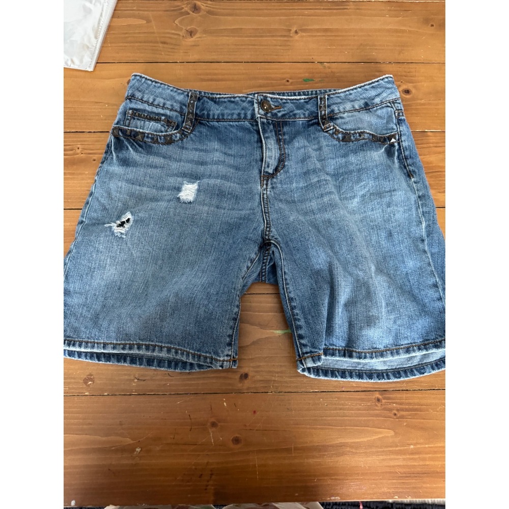 Apt 9 Womens Studded Distressed‎ Denim Shorts Blue Medium Size 10 100% Cotton